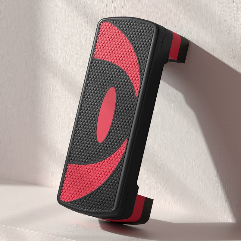 Aerobic-porras, säädettävä korkeus 10–20 cm, 80 x 31 cm, enintään 150 kg, musta-punainen