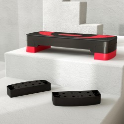 Aerobic-porras, säädettävä korkeus 10–20 cm, 80 x 31 cm, enintään 150 kg, musta-punainen