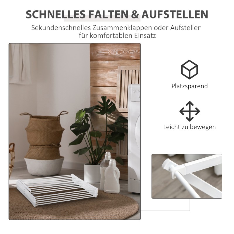 Taitettava 8-tasoinen pyykinkuivausteline, metallia ja ABS-muovia, valkoinen 74 x 35 x 144 cm