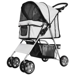 Koiravaunu hundewagen pienille koirille enintään 10 kg taittuva säädettävä aurinkosuoja 2 mukinpidikettä väri silver