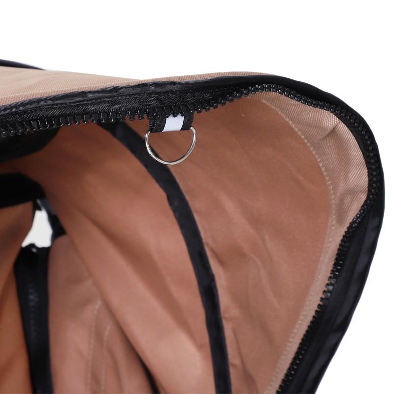 Koiravaunu / koirarattaat alle 10 kg koirille, kahvinruskea, taitettava, alakoreilla ja mukitelineillä