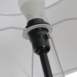 Jalkavalaisin kolmijalkainen musta runko ja valkoinen polyesteri-puuvilla varjostin E27 37x152 cm