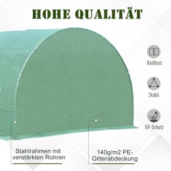 Kasvutunneli / folio­kasvihuone vihreä 595 x 300 x 200 cm teräsrungolla