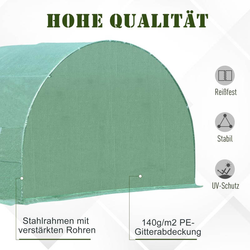 Kasvutunneli / folio­kasvihuone vihreä 595 x 300 x 200 cm teräsrungolla