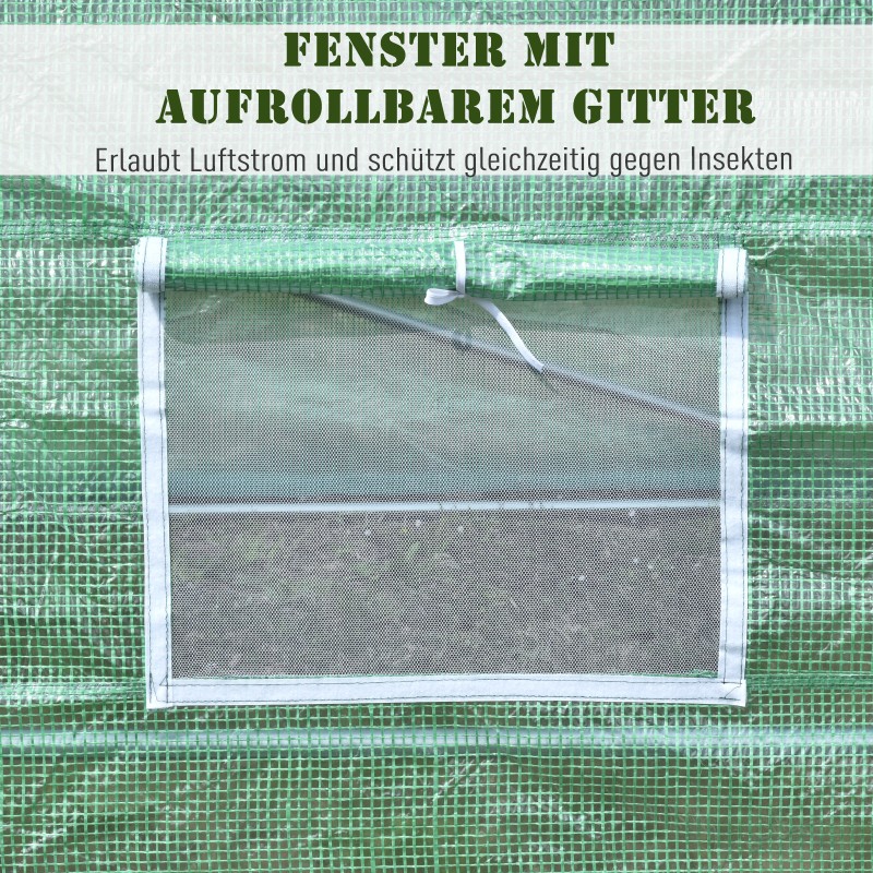 Kasvutunneli / folio­kasvihuone vihreä 595 x 300 x 200 cm teräsrungolla