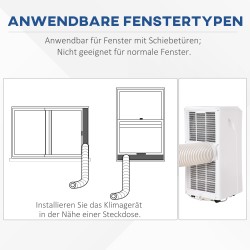 Siirrettävä 3-in-1 ilmastointilaite 9000 BTU kaukosäätimellä, 24 h ajastin, ilmankuivaus, valkoinen, ABS