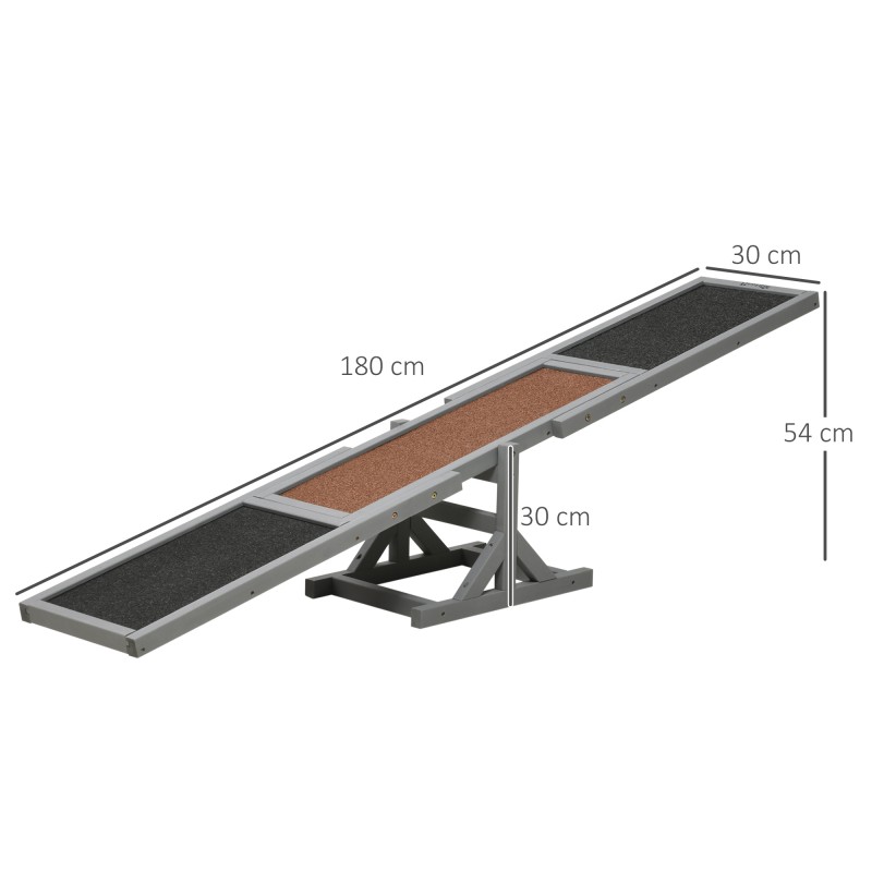 Koirien agility-tasapainolauta Aqulity-Wippe 180 x 30 x 30 cm harmaa/ruskea, puu