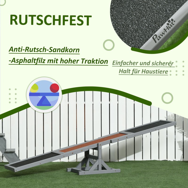 Koirien agility-tasapainolauta Aqulity-Wippe 180 x 30 x 30 cm harmaa/ruskea, puu