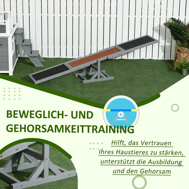 Koirien agility-tasapainolauta Aqulity-Wippe 180 x 30 x 30 cm harmaa/ruskea, puu