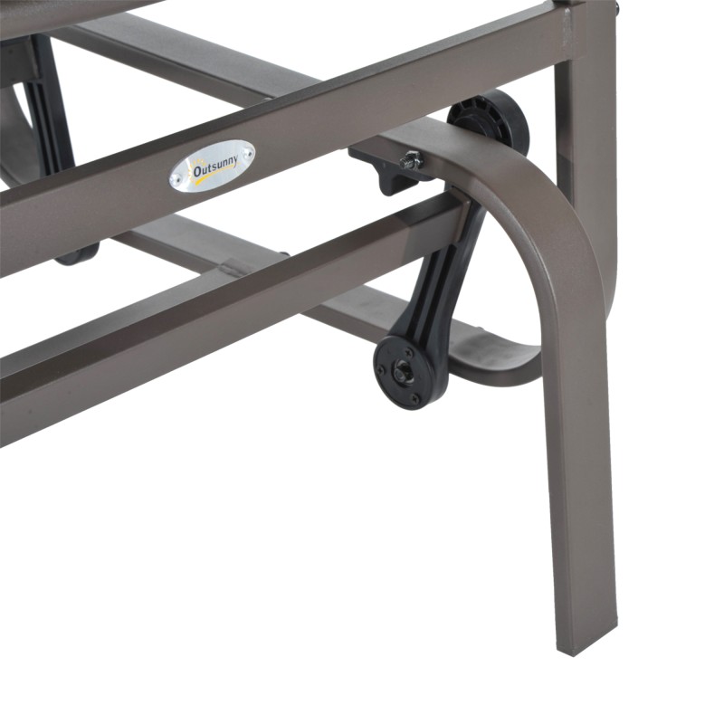 Puutarhan keinutuoli metallia Texteline-kankaalla, ruskea/harmaa, 60 x 78 x 105 cm