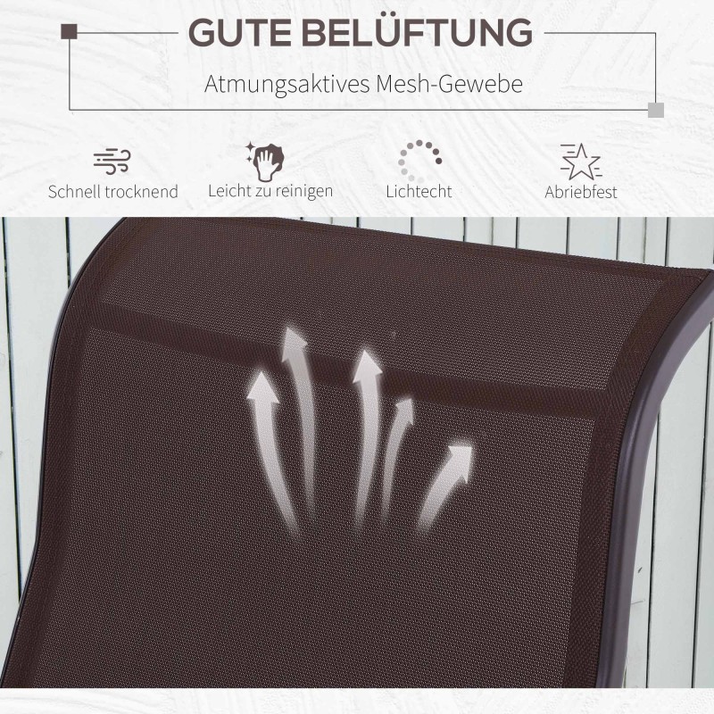 Keinutuoli puutarhaan, terassille ja parvekkeelle, ruskea Texteline, metallirunko 60 x 78 x 105 cm