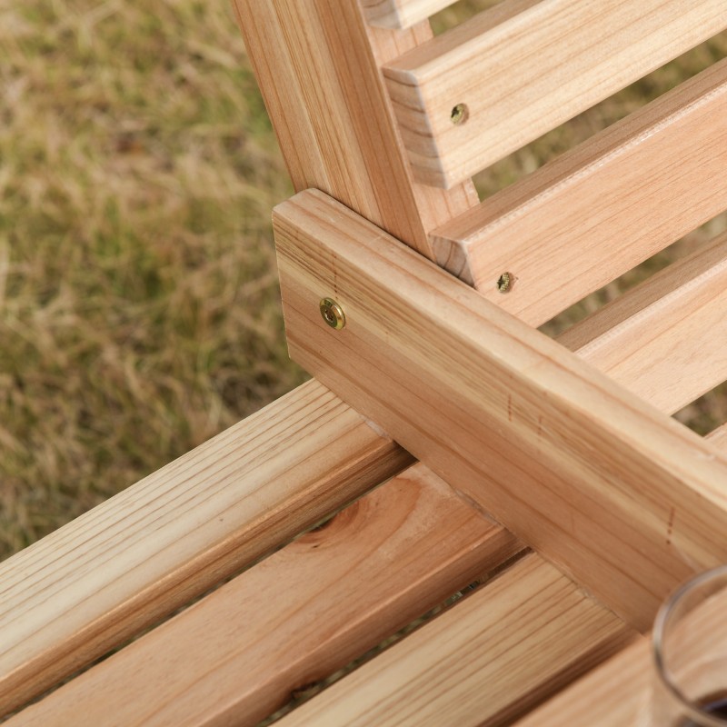 Puinen riippukeinu taitettavalla pöydällä ja juomapidikkeillä, luonnonpuu 150 x 75 x 53 cm