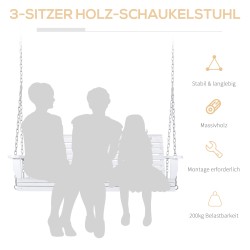 Riippuva puupenkki taitettavalla pöydällä ja mukitelineillä, tannenpuu, valkoinen 150 x 75 x 53 cm