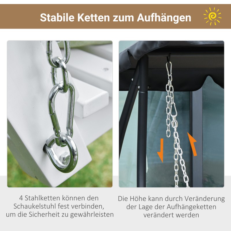 Riippuva puupenkki taitettavalla pöydällä ja mukitelineillä, tannenpuu, valkoinen 150 x 75 x 53 cm