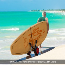 Taitettava surffilaudan kuljetusvaunu 45 kg, alumiinirunko, puhkeamattomat 10" renkaat