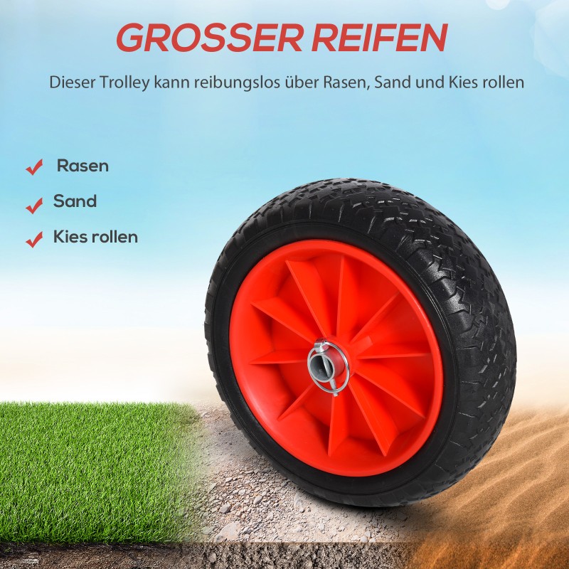 Taitettava surffilaudan kuljetusvaunu 45 kg, alumiinirunko, puhkeamattomat 10" renkaat