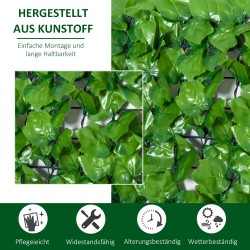 Keinotekoinen vaahteranlehtinen näkösuoja-aita, UV-suojattu muovi, vaaleanvihreä, 300 x 100 cm