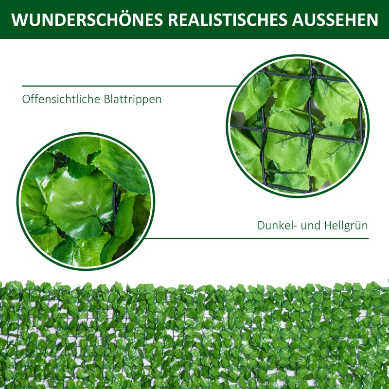 Keinotekoinen vaahteranlehtinen näkösuoja-aita, UV-suojattu muovi, vaaleanvihreä, 300 x 100 cm