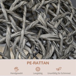 Rottinkinen kissanpeti ja -talo tyynyllä, korotetut jalat, hopeanharmaa, Ø52 x 58 cm