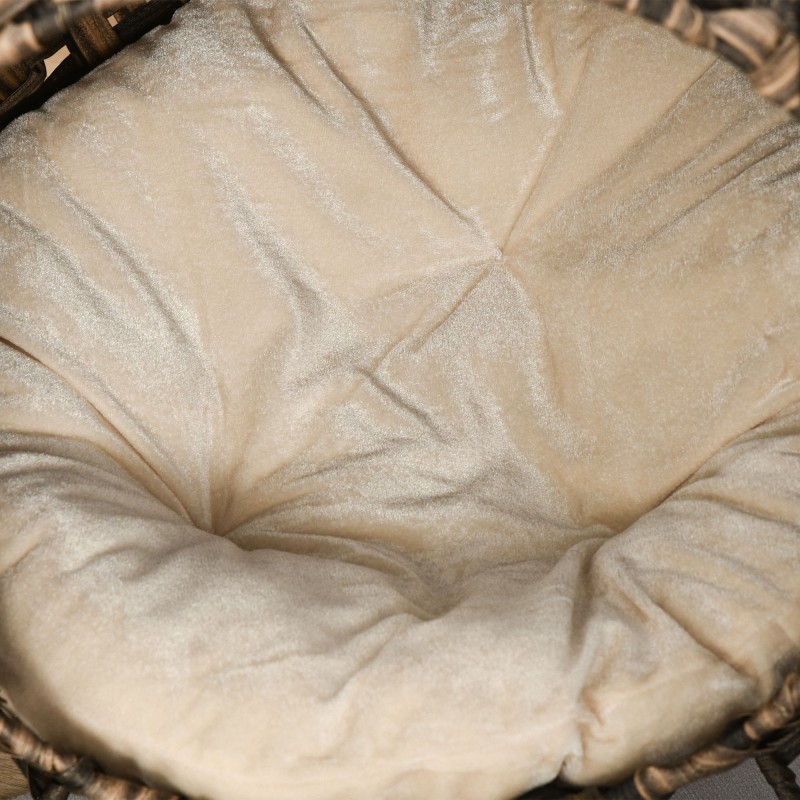 Rottinkinen kissapesä tyynyllä, korotettu jalusta, ruskea, Ø52 x 58 cm