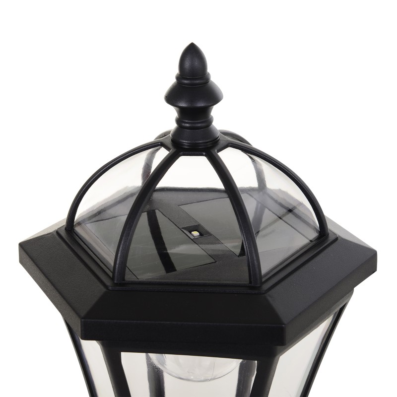 Aurinkokäyttöinen puutarhalyhty 2 kpl setti, 129 cm, LED 6000K, IP44, musta ulkovalaisin