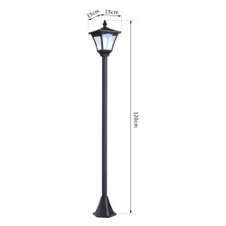 Aurinkokäyttöinen LED puutarhalyhty 120 cm, 30 lm, muovi, IP44, musta