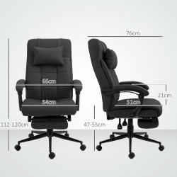 Ergonominen työtuoli jalkatuella ja niskatuella, säädettävä toimistotuoli, musta