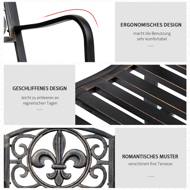 Keinutuoli puutarhaan pronssinvärinen teräs ja valurauta 60 x 73 x 85 cm