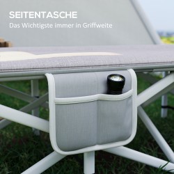 Leirisänky / camping-sänky taitettava, pehmustettu, teräsrunko, 185 x 65 x 37 cm, harmaa, kantavuus 200 kg