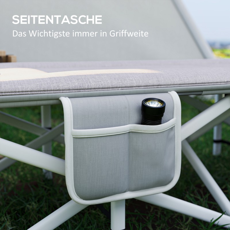 Leirisänky / camping-sänky taitettava, pehmustettu, teräsrunko, 185 x 65 x 37 cm, harmaa, kantavuus 200 kg