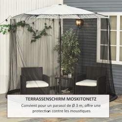 Hyttysverkko aurinkovarjolle 300 cm, musta, Ø300 x 230 cm