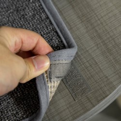 Kattoon ulottuva raapimapuu riippumatolla, sisalpylväät, 40 x 40 x 230–250 cm, harmaa–kermanvalkoinen