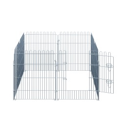 Metallinen pentuaita ulos, 8-osainen koiranpentujen ja pienten eläinten aitaukseen, hopea, elementti 63 x 76 cm