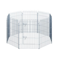 Pentujen ja pieneläinten ulkoaitaus metallinen 8 osainen verkkoelementti B63 x H91 cm hopea