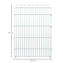 Pentujen ja pieneläinten ulkoaitaus, metallinen 8-osainen verkkoelementti B63 x H91 cm, hopea