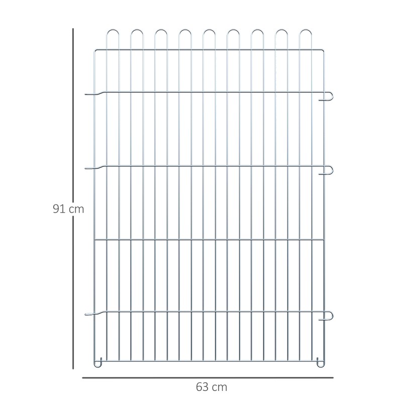 Pentujen ja pieneläinten ulkoaitaus, metallinen 8-osainen verkkoelementti B63 x H91 cm, hopea