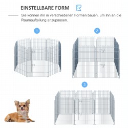 Pentujen ja pieneläinten ulkoaitaus, metallinen 8-osainen verkkoelementti B63 x H91 cm, hopea