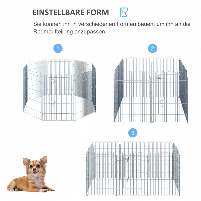 Pentujen ja pieneläinten ulkoaitaus, metallinen 8-osainen verkkoelementti B63 x H91 cm, hopea