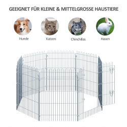 Pentujen ja pieneläinten ulkoaitaus, metallinen 8-osainen verkkoelementti B63 x H91 cm, hopea