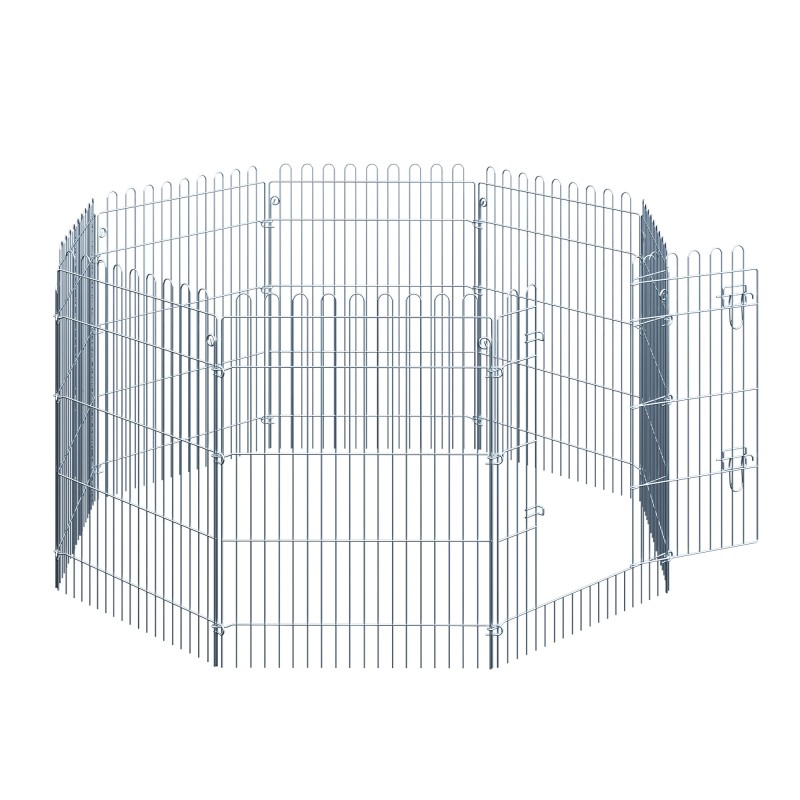 Pentujen ja pieneläinten ulkoaitaus, metallinen 8-osainen verkkoelementti B63 x H91 cm, hopea