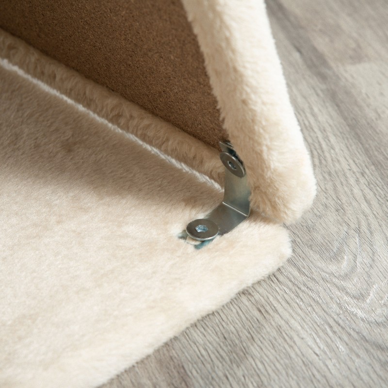 Kissan kiipeily- ja raapimispuu, useita tasoja, lelut ja peti, 60 x 30 x 76 cm, creme / luonnonvärinen