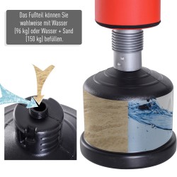 Säädettävä vapaasti seisova nyrkkeilysäkki jousituksella, punamusta 158–186 cm