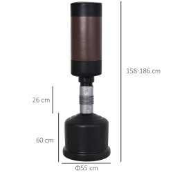 Vapaasti seisova nyrkkeilysäkki 158–186 cm, täytettävä jalusta, musta-ruskea