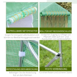 Muovikasvihuone harjakatto 450 x 300 x 205 cm vihreä PE-kate