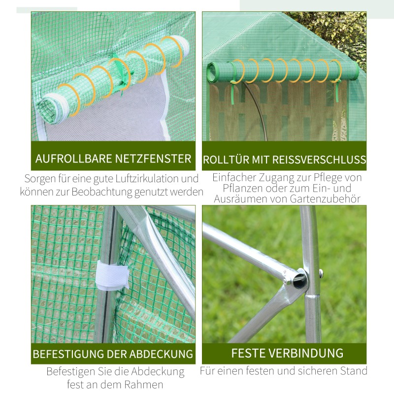 Muovikasvihuone harjakatto 450 x 300 x 205 cm vihreä PE-kate