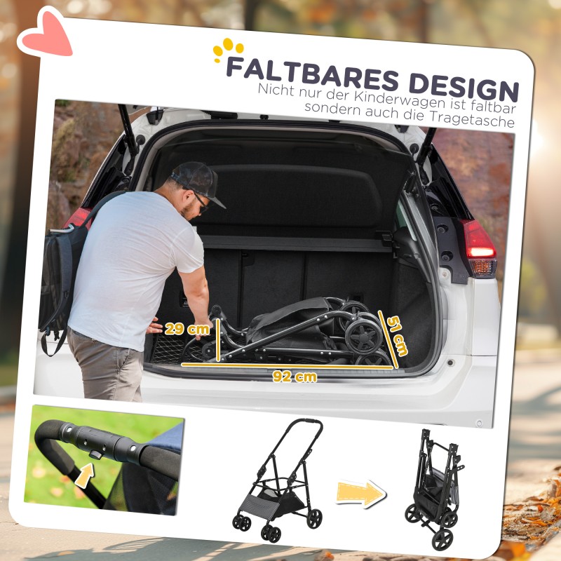 2-in-1 koirarattaat ja kantolaukku, metallirunko, tummansininen/musta, 77,5 x 51 x 99,5 cm