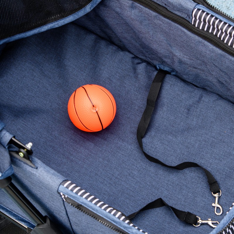 2-in-1 koirarattaat ja kantolaukku, metallirunko, tummansininen/musta, 77,5 x 51 x 99,5 cm