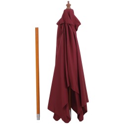 Aurinkovarjo 200 x 150 cm suorakulmainen kallistettava viininpunainen puurunko UV-suoja terassille puutarhaan rannalle