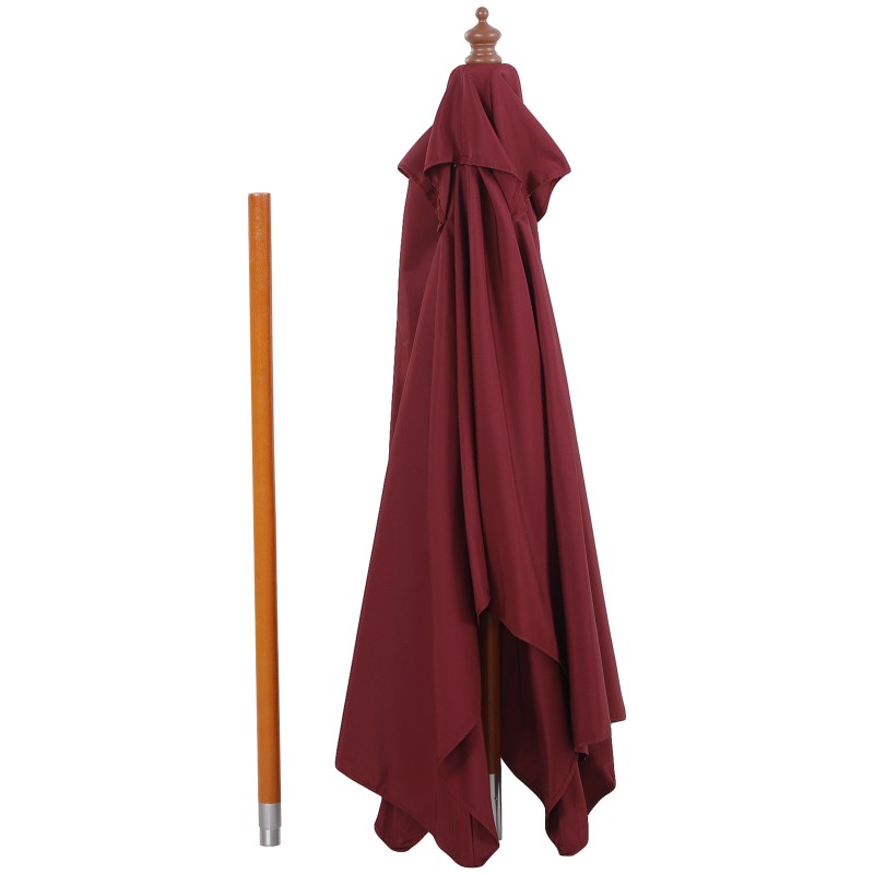 Aurinkovarjo 200 x 150 cm suorakulmainen kallistettava viininpunainen puurunko UV-suoja terassille puutarhaan rannalle