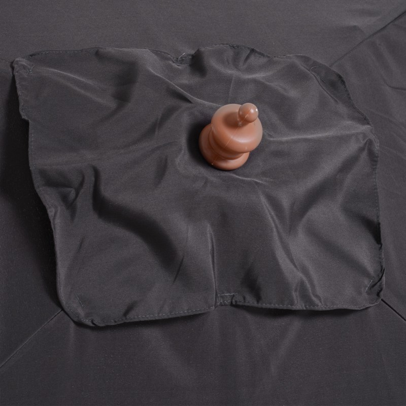 Aurinkovarjo 200 x 150 cm suorakaide tummanharmaa, kallistettava, vettähylkivä ja UV-suojattu puuvarsi